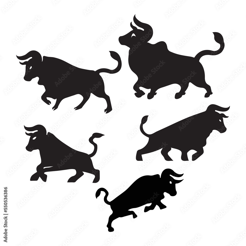 Black bull animal logo design . icon logo . silhouette logo Black bull animal logo design . icon logo . silhouette logo
