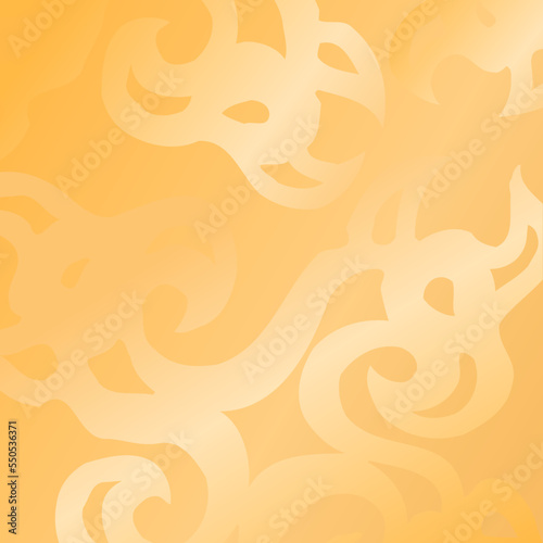Abstract gradient background with ornamental elements in golden warm tones and curved lines. linear effect. Cover design. Vector illustration