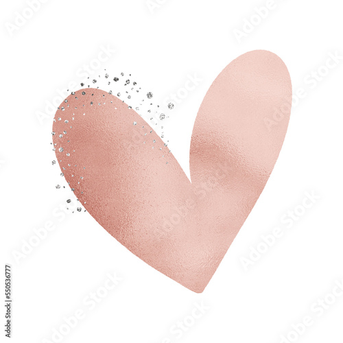 Elegant Pink Heart With Silver Glitter