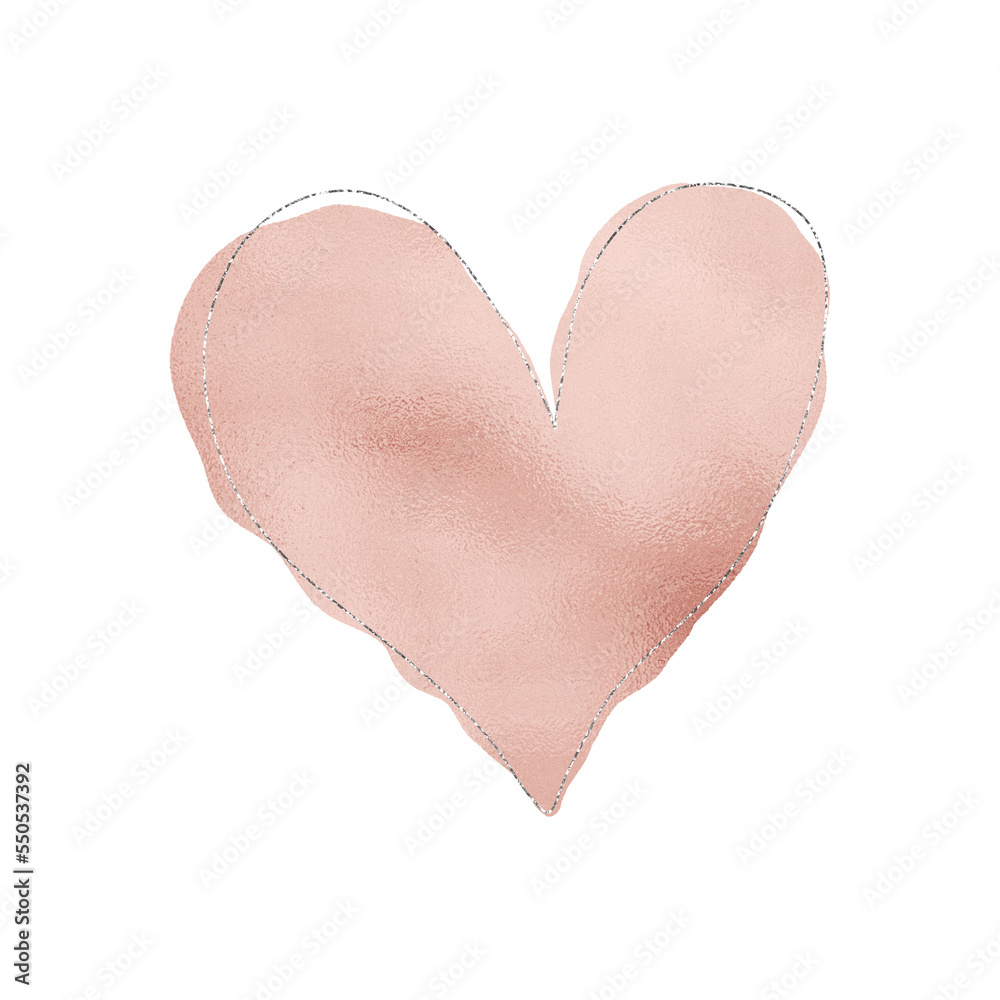Pink Heart With Silver Glitter