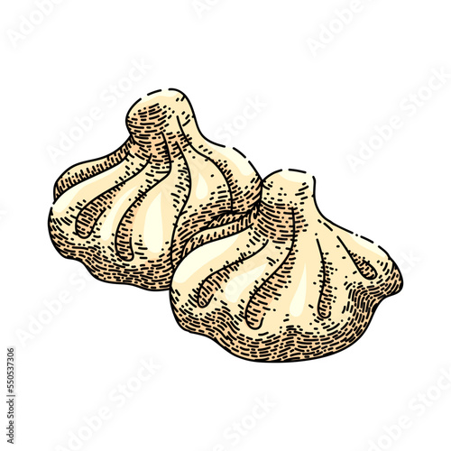 khinkali georgia hand drawn vector. tasty frozen cook food, khachapuri khinkali georgia sketch. isolated color illustration
