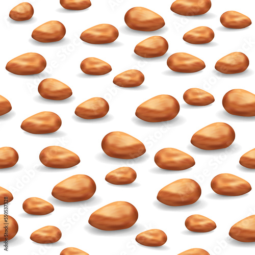 Seamless pattern of nuts. Almond. Realistic vector graphics