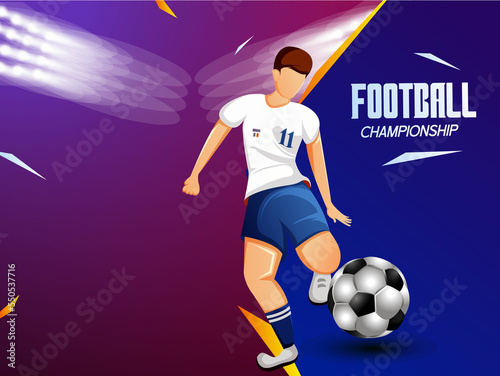 Football sports invitation vector editable template.Ball with football pitch  © VectorCreative