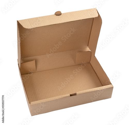 postal empty cardboard box isolated on white background