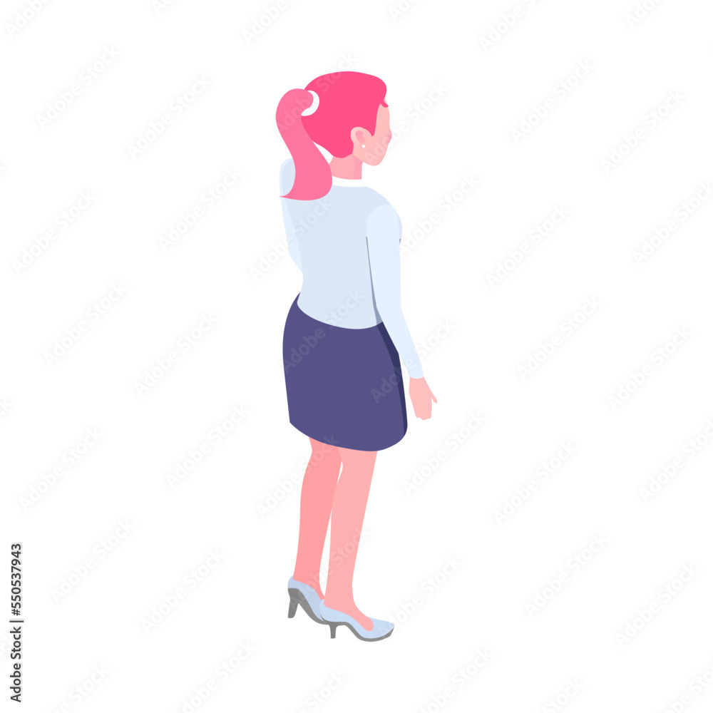Isometric Recruitment Girl Composition Isometric Recruitment Girl Composition