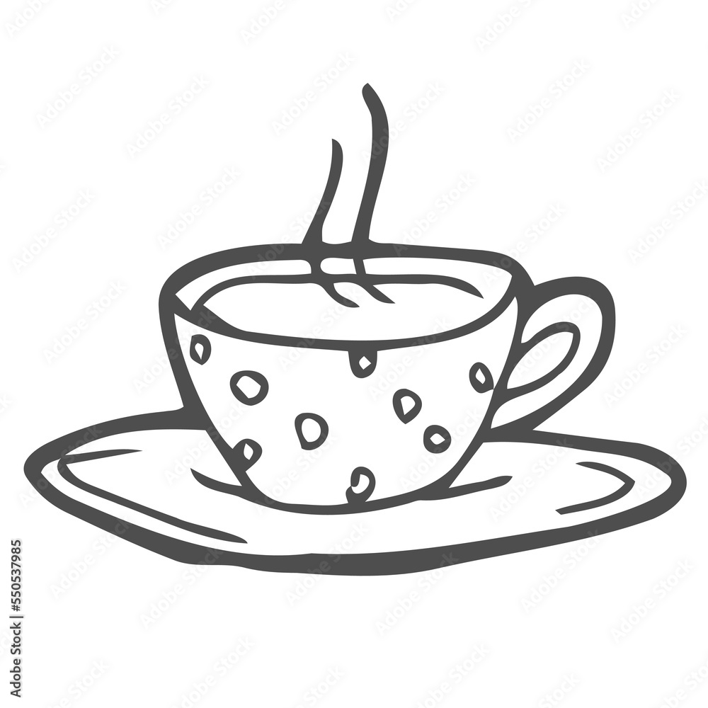 Cup with tea bag hand drawn outline doodle icon. Hot drink - tea cup vector sketch illustration for print, web, mobile and infographics isolated on white background. Cup with tea bag hand drawn outline doodle icon. Hot drink - tea cup vector sketch illustration for print, web, mobile and infographics isolated on white background.