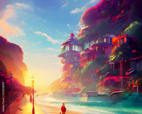 Summer Beach Alley - Vibrant Landscape Art
