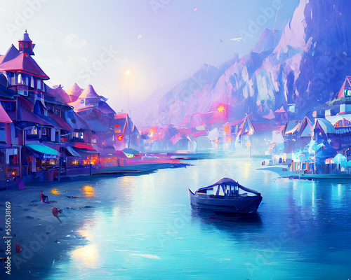 Night Beach Paradise - Vibrant Landscape Art
