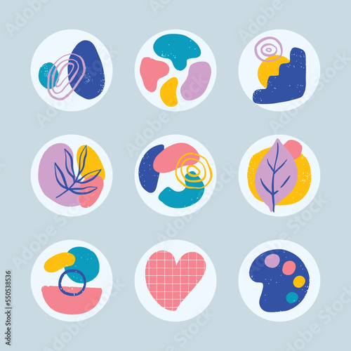 Set of social media highlight cover with abstract shape