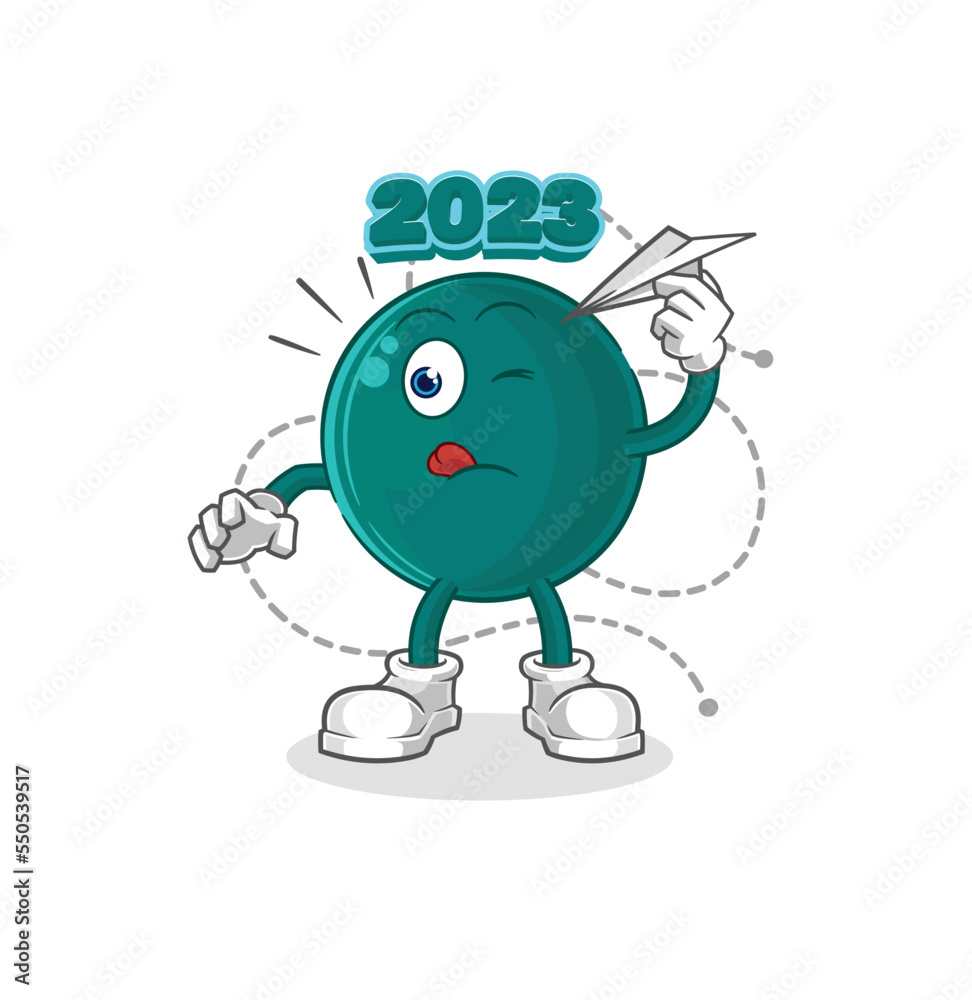 Fototapeta premium 2023 with paper plane character. cartoon mascot vector