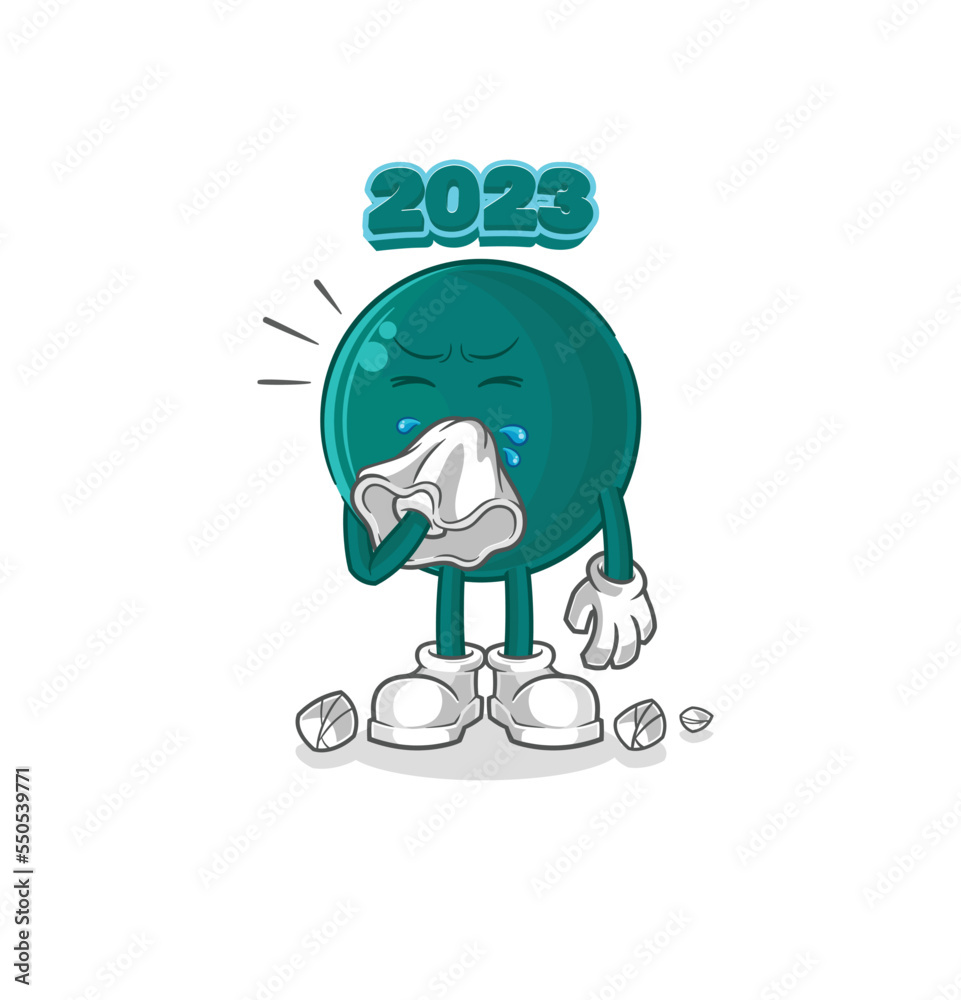 2023 blowing nose character. cartoon mascot vector