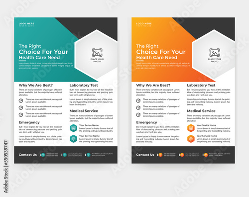 Medical healthcare flyer template design multipurpose flyer in A4 size