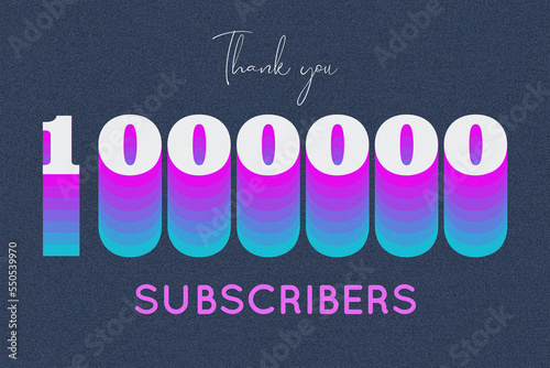 1000000 subscribers celebration greeting banner with Multi color Design photo