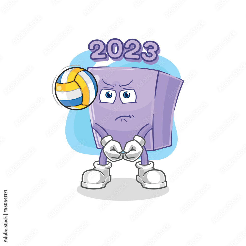new year play volleyball mascot. cartoon vector new year play volleyball mascot. cartoon vector
