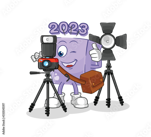 new year photographer character. cartoon mascot vector