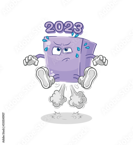 new year fart jumping illustration. character vector