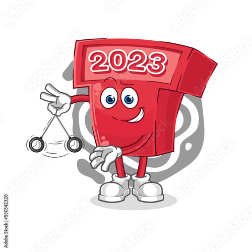 new year 2023 hypnotizing cartoon. cartoon mascot vector
