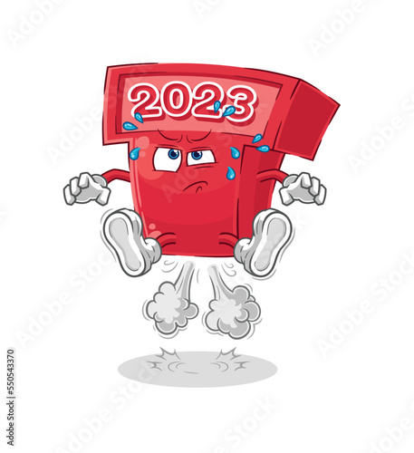 new year 2023 fart jumping illustration. character vector