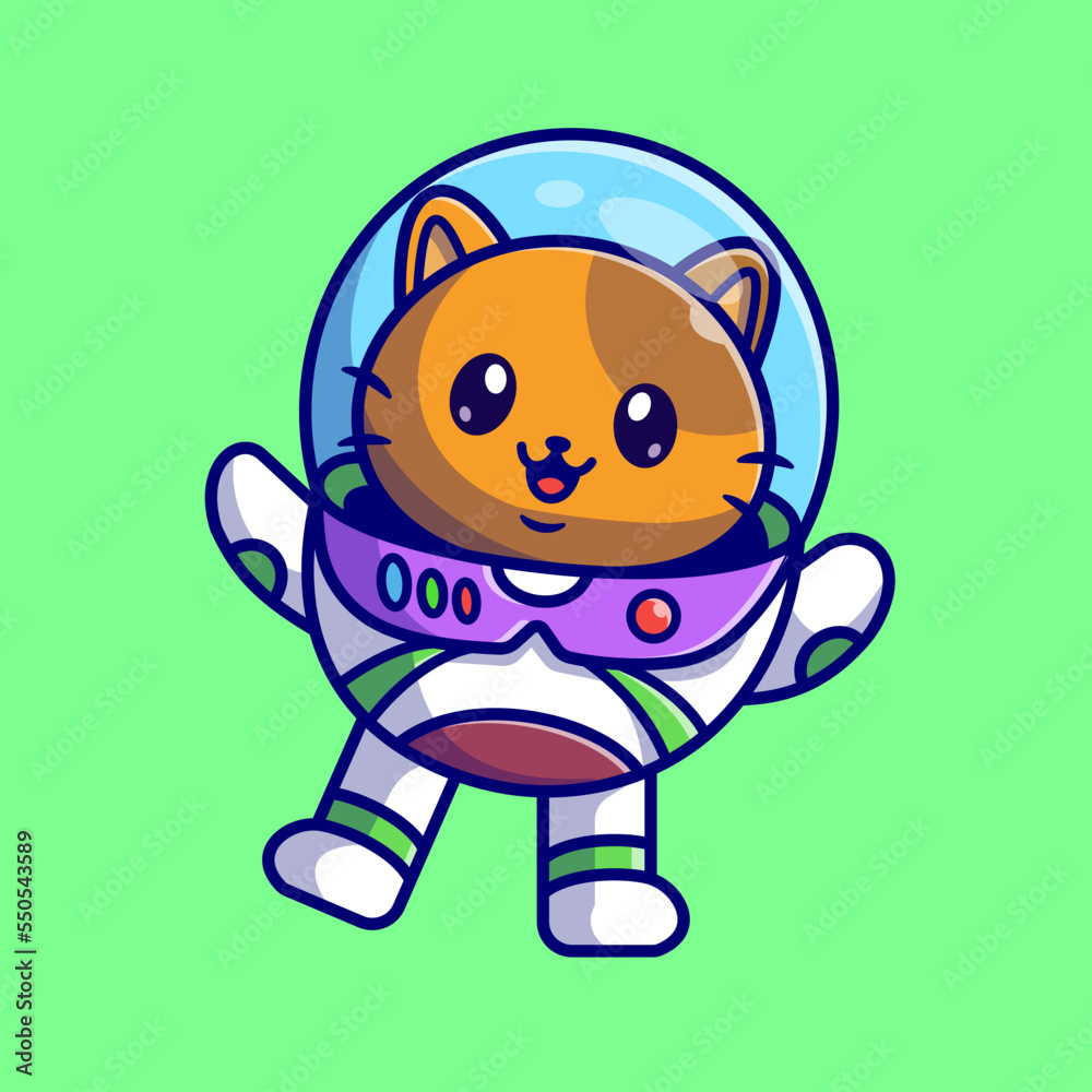 Cute Astronaut Cat Floating On Space Cartoon Vector Icon Illustration ...