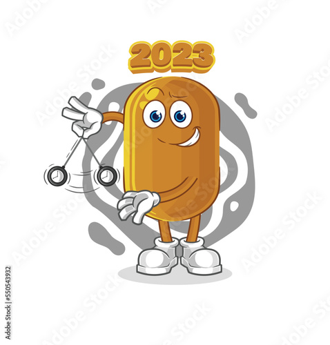 2023 new year hypnotizing cartoon. cartoon mascot vector