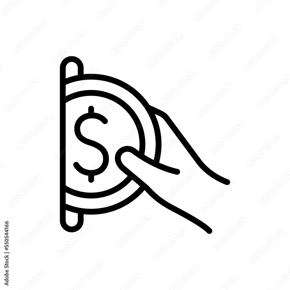 Vending machine icon. Put a coin into the machine. Hand pays with coin. Vending machine icon. Put a coin into the machine. Hand pays with coin.