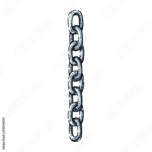 chain metal hand drawn vector. iron silver, link steel, security strong, necklace chrome, strength, heavy safety element, protection lock connection chain metal sketch. isolated color illustration