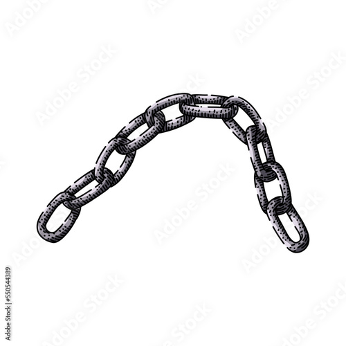 chain metal hand drawn vector. iron silver, link steel, security strong, necklace chrome, strength, heavy protection lock connection chain metal sketch. isolated color illustration