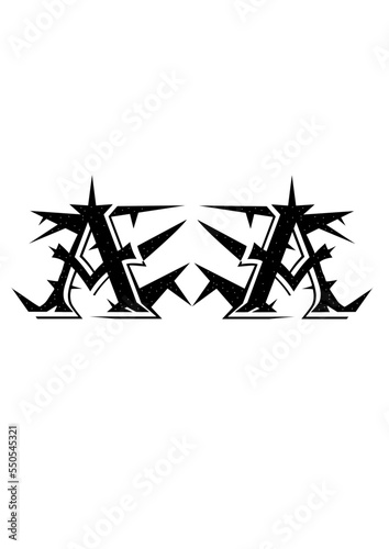 2 lettre (A) noir et blanc retravaillé graphiquement pour donner un graphisme de très originale.