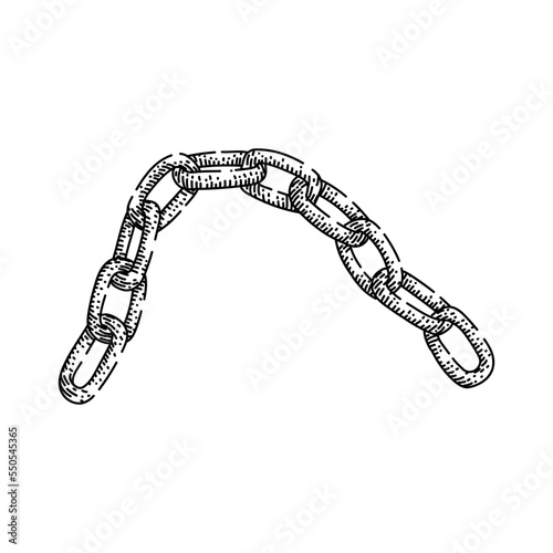 chain metal hand drawn vector. iron silver, link steel, security strong, necklace chrome, strength, heavy protection lock connection chain metal sketch. isolated color illustration