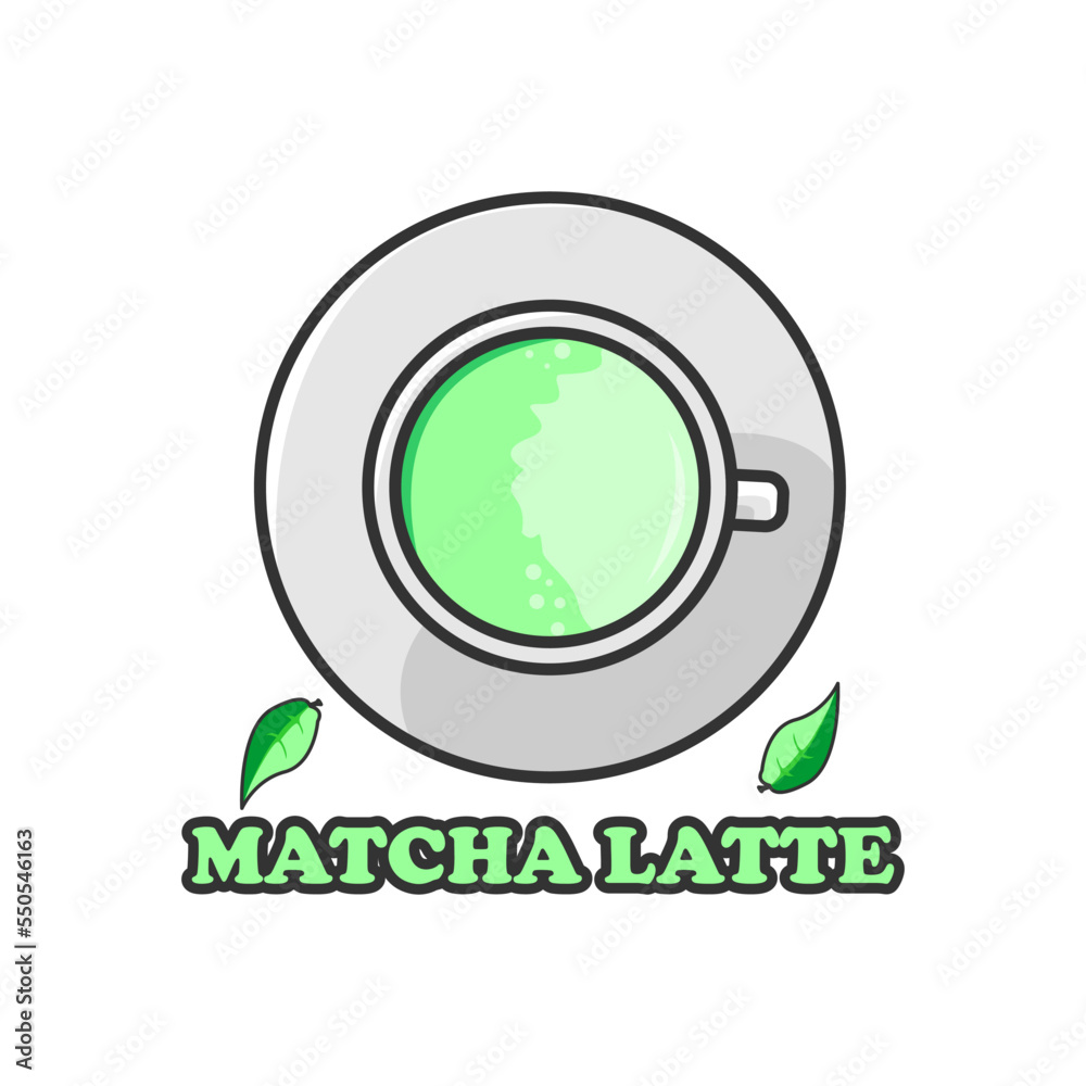 matcha tea with isolated white background vector matcha tea with isolated white background vector