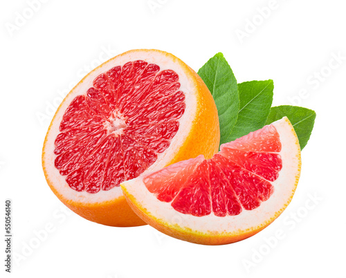 Fototapeta Ripe half of pink grapefruit citrus fruit isolated on transparent png