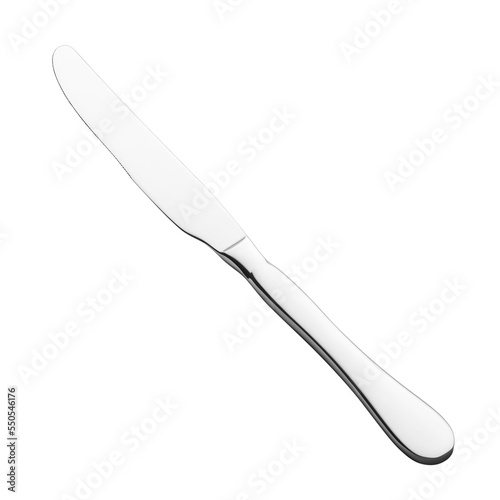 A classic-shaped metal dessert serving knife is isolated on a white background. perfect retouching. Side and top view. Copy space. Advertising, design, layout.