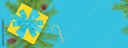 Christmas banner with blue background