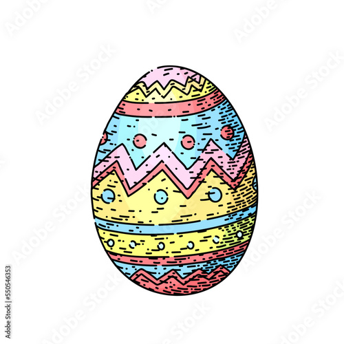 easter egg hand drawn vector. color spring holiday design, basket gift, happy celebration easter egg sketch. isolated color illustration
