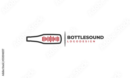 bottle with Sound Spectrum Sound logo design good for recording studio logo