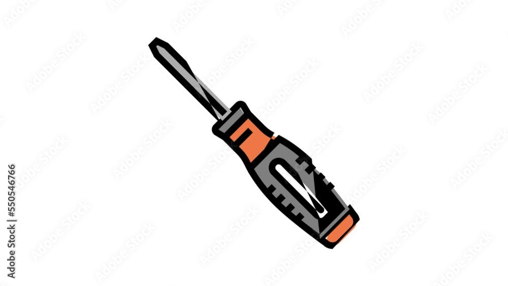 screwdriver carpenter professional tool color icon animation screwdriver carpenter professional tool color icon animation