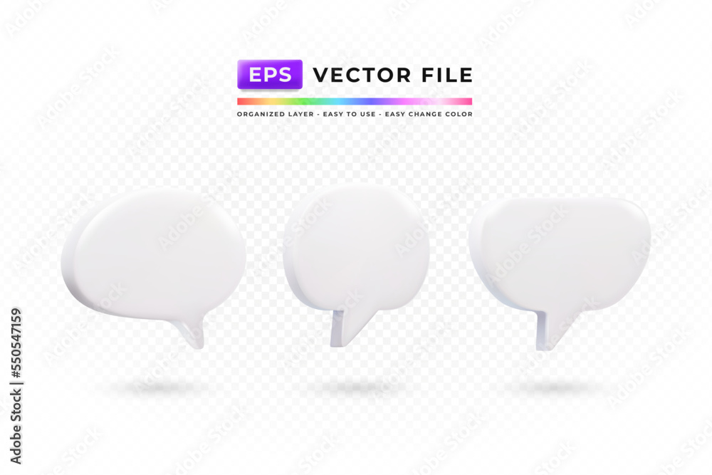 Realistic 3d design set of white comic speech bubble collection Realistic 3d design set of white comic speech bubble collection