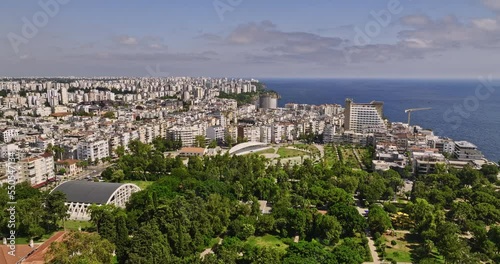 Antalya Turkey Aerial v72 low flyover across hasimiscan, genclik and sinan muratpasa capturing urban cityscape, karaalioglu park and residential neighborhoods - Shot with Mavic 3 Cine - July 2022 photo