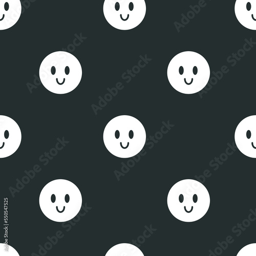Hand drawn seamless pattern. Smile face emoji