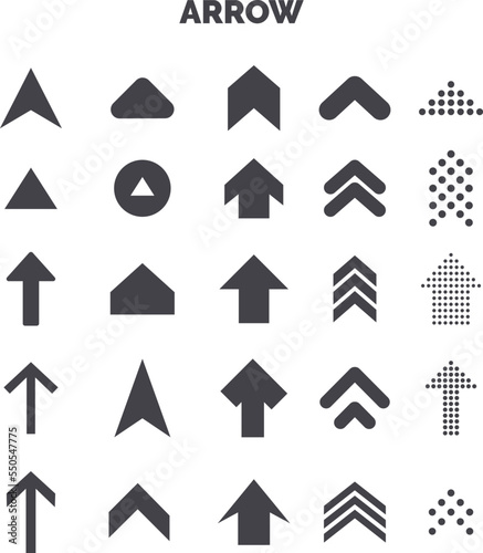 Set of black vector arrows.A rrows vector collection with elegant style in gray color.