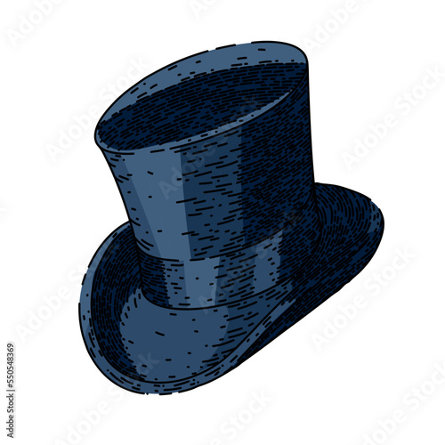 gentleman hat hand drawn vector. vintage top, retro black, old classic, man bowler, cap elegant, male head, fashion cylinder gentleman hat sketch. isolated color illustration