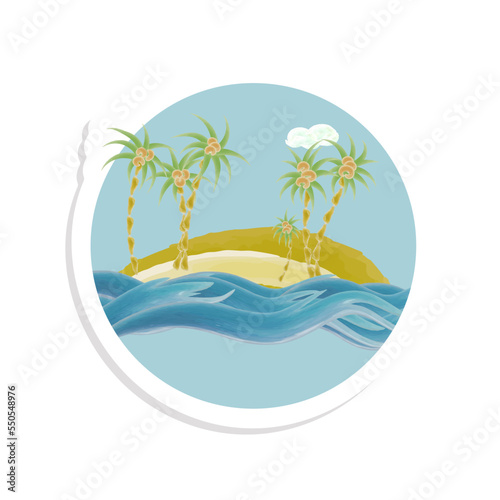 Fototapeta Naklejka Na Ścianę i Meble -  tropical island with palms vector sticker