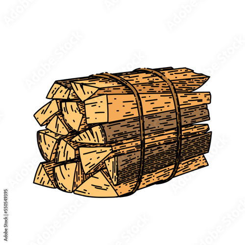 firewood pile hand drawn vector. wood fire, fireplace log, tree energy, timber stack, wooden material, fuel trunk firewood pile sketch. isolated color illustration