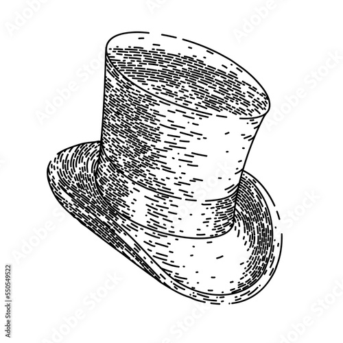 gentleman hat hand drawn vector. vintage top, retro black, old classic, man bowler, cap elegant, male head, fashion cylinder gentleman hat sketch. isolated black illustration