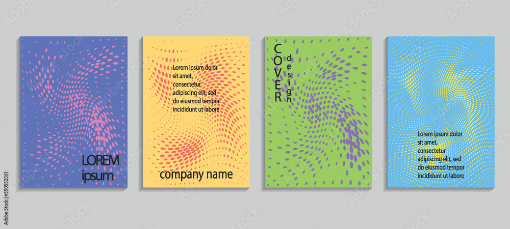 Minimal abstract vector halftone cover design template. Future geometric gradient background.