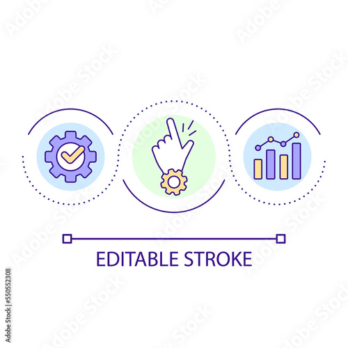 Effective key performance indicators loop concept icon. Project success. Release management metrics abstract idea thin line illustration. Isolated outline drawing. Editable stroke. Arial font used