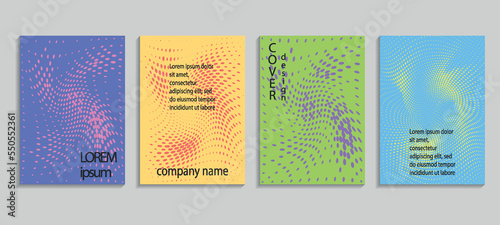 Minimal abstract vector halftone cover design template. Future geometric gradient background.