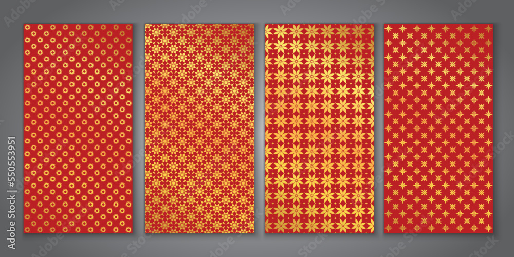 set of illustration of vector backgrounds with red/gold colored christmas decor pattern set of illustration of vector backgrounds with red/gold colored christmas decor pattern