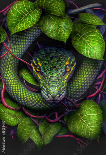 Midjourney abstract render of a fantasy snake