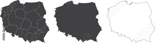 set of 3 maps of Poland - vector illustrations	
